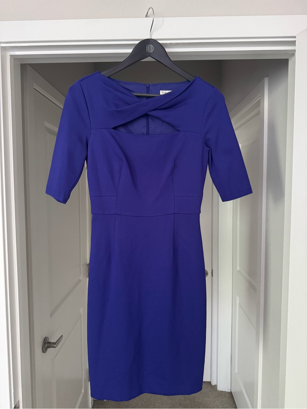 Trina Turk Cobalt Blue Sheath Dress Twist Neckline-Size 0